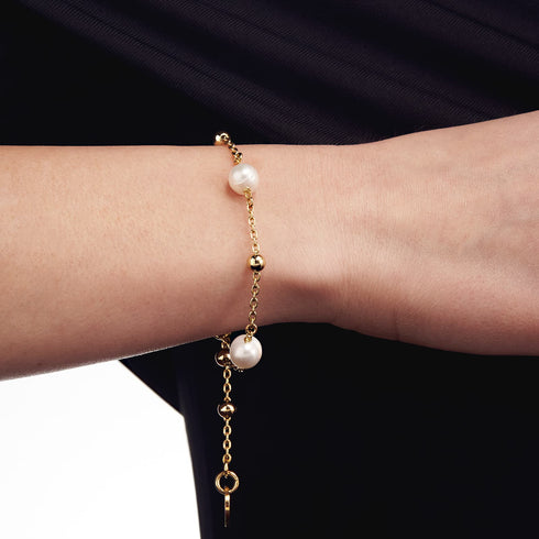BRACCIALE IN BRONZO DORATO E PERLE NATURALI 2064